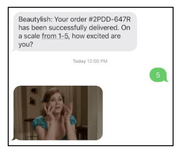 SMS Marketing Campaign Example - Beautylish Order Delivery SMS Campaign