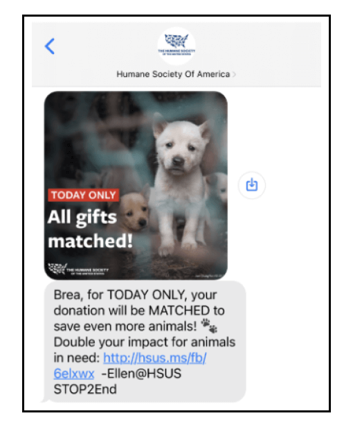 SMS Marketing Campaign Example - HSUS Save Animals Campaign