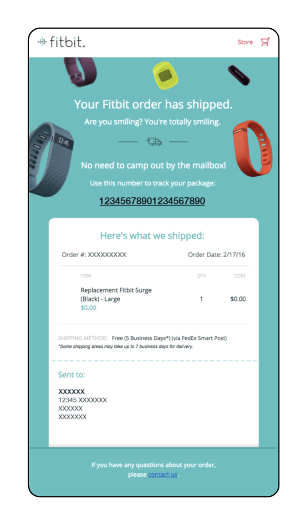 Improve Ecommerce Customer Experience - Fitbit Order Shipment Email