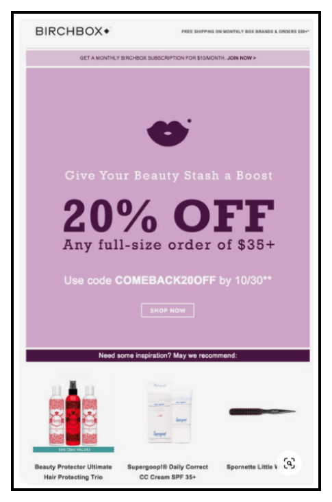 Tips To Increase Repeat purchase Rate - Send win back Emails Like Birchbox