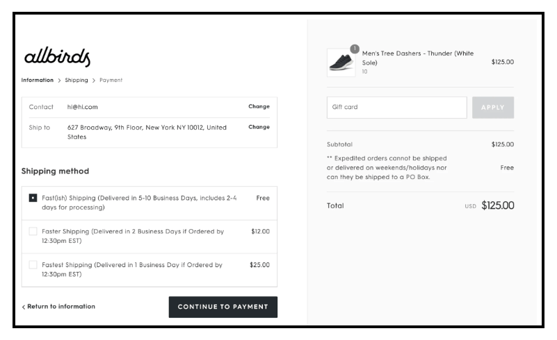 Shipping Best Practices - Allbirds