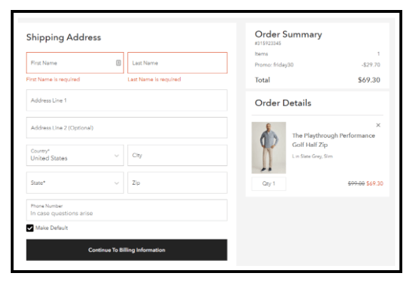 Strategies to improve Ecommerce checkout - Use Error Notification