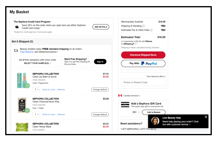 Best Checkout Page Examples - Sephora