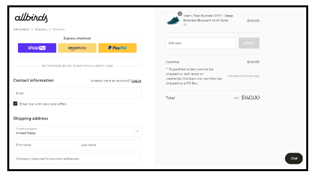 Best Checkout Page Examples - Allbirds