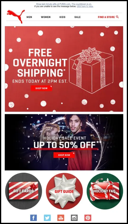 Inspiring Christmas Email example From Puma