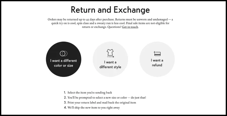 Strategies to Reduce Ecommerce Reture - Offer Exchange Instead of return Like Outdoor Voices