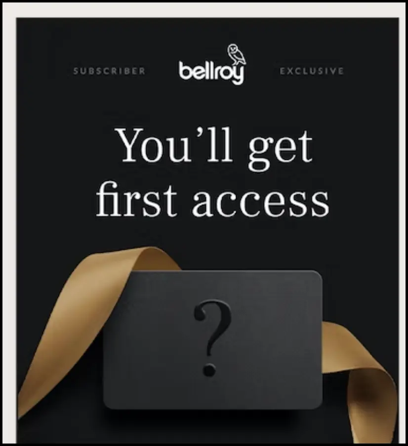 Bellroy's landing page for its Newsletters