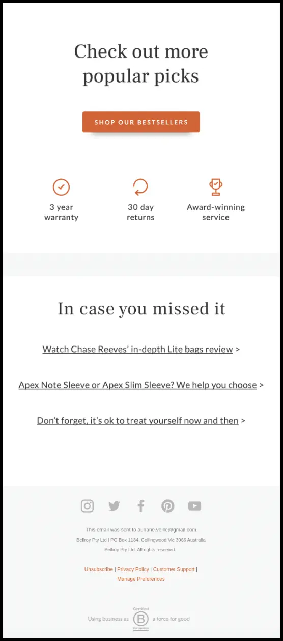 Email For first-time shoppers From Bellroy (4)