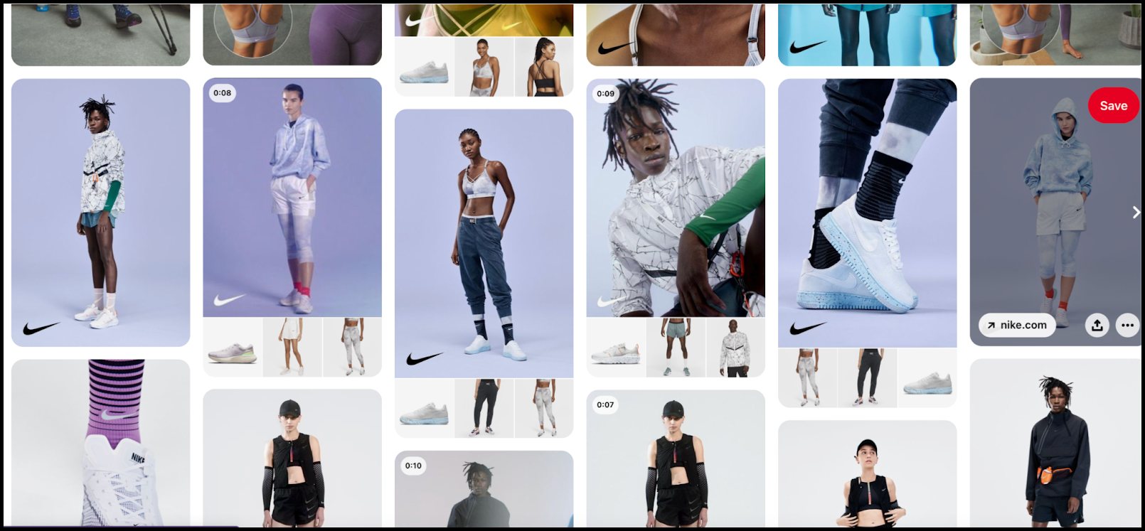 Pinterest Marketing Strategy - Mix up the different pin formats the way Nike does