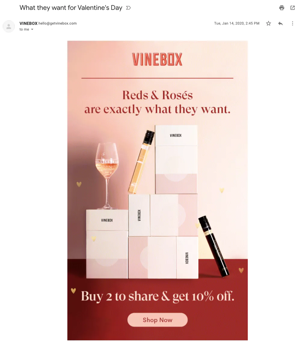 Valentine's Day Marketing Ideas - Email Campaigns Like Vinebox