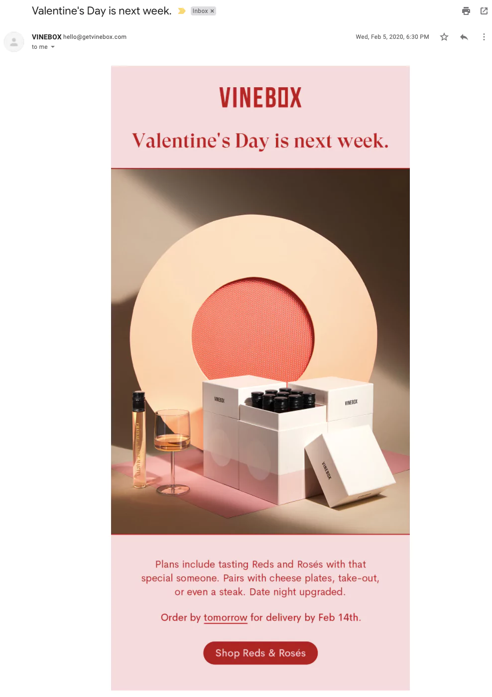 Valentine's Day Marketing Ideas - Email Campaigns Like Vinebox (2)