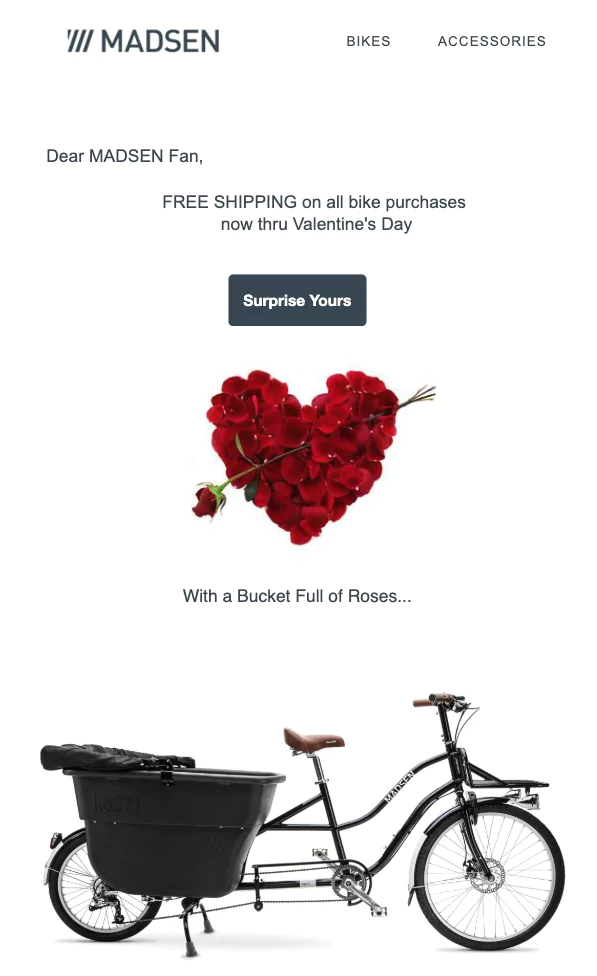 Valentine's Day Marketing Ideas - Offer Incentives like Madsen Cycles