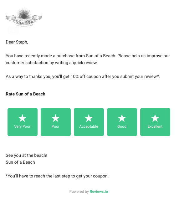 Mapping Email Automation Flows To Customer Journey - Feedback & Review Email Like Sun of a Beach