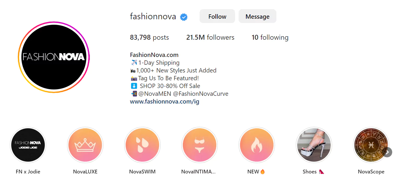 Examples of Customer Retention Campaigns - Social Media Like Fashion Nova