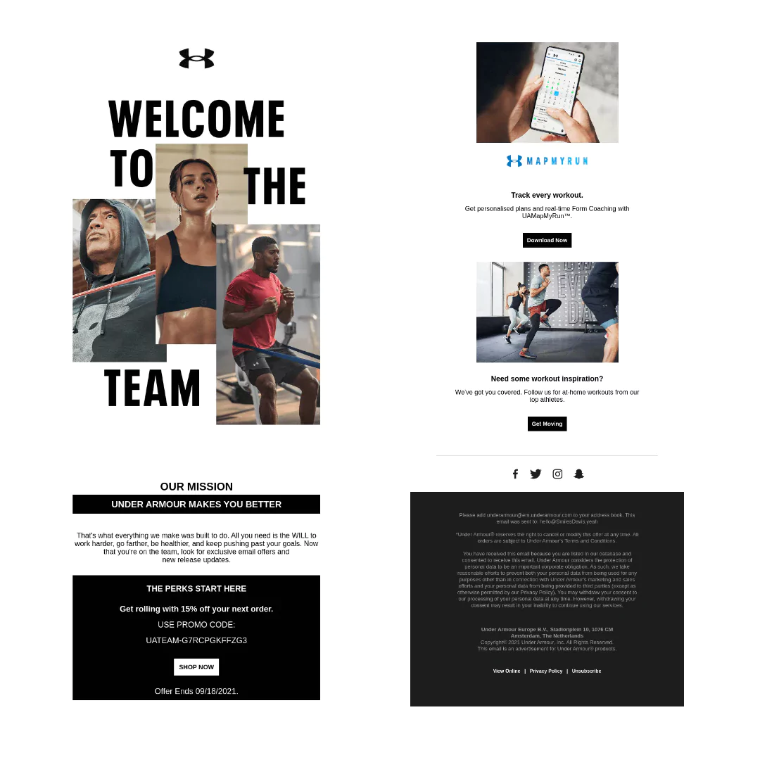 Account Creation and Password Reset Email Example from Underarmour