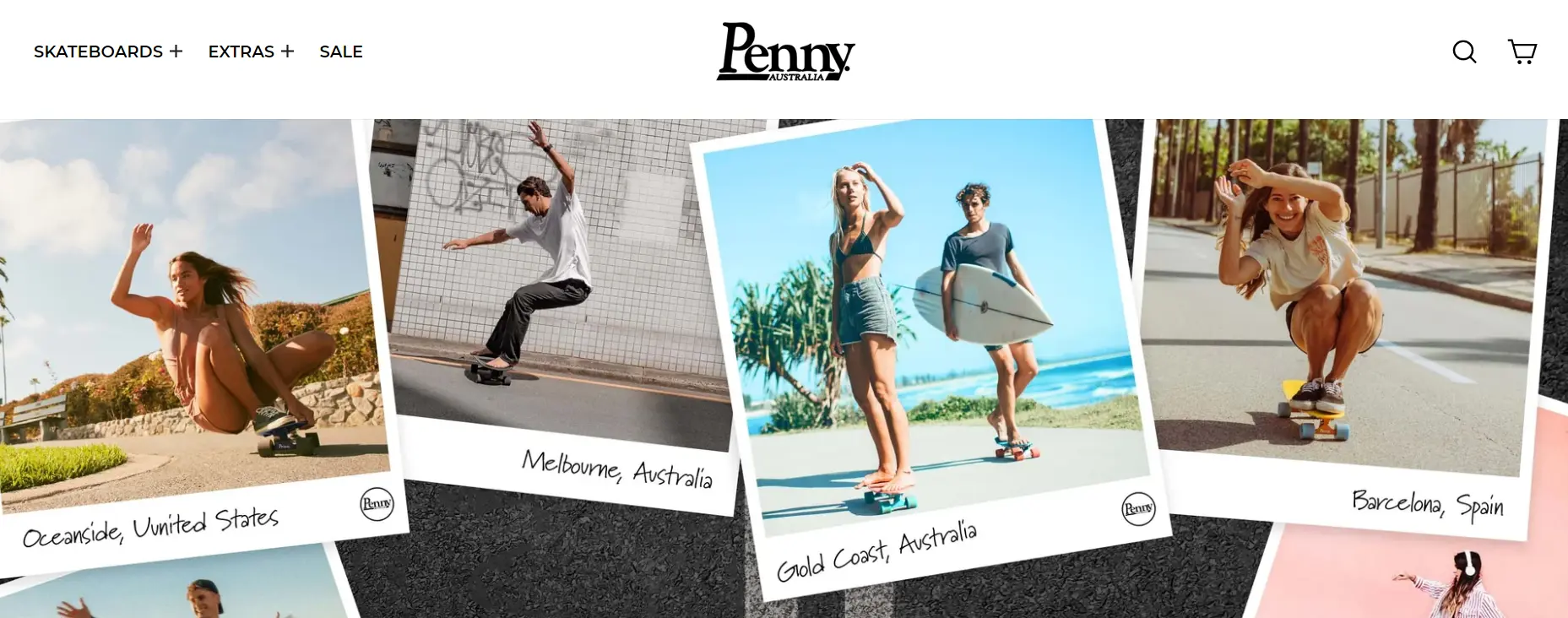 Penny Skateboard's lifestyle photography and user-generated content on its website