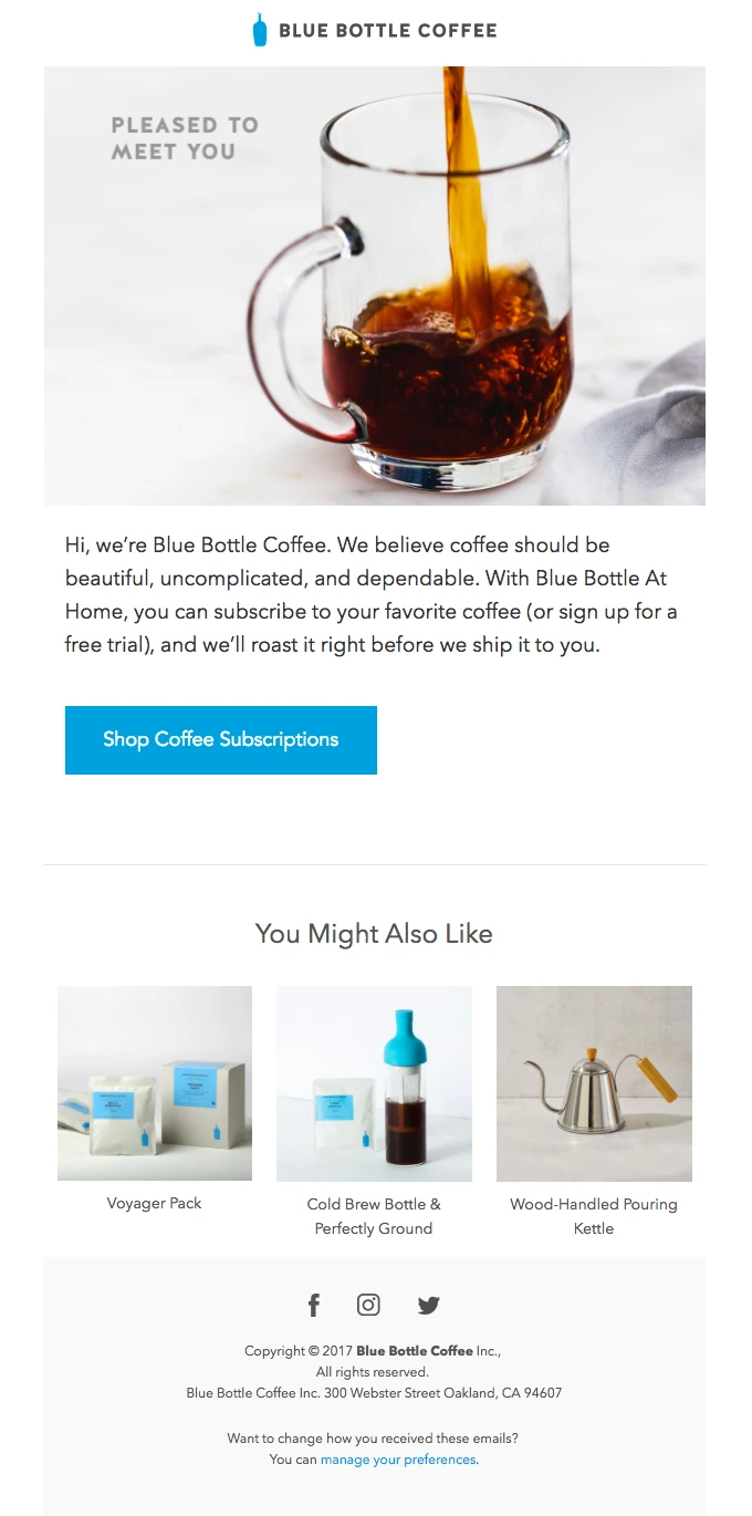 Cart Abandonment Email Examples - Blue Bottle Coffee