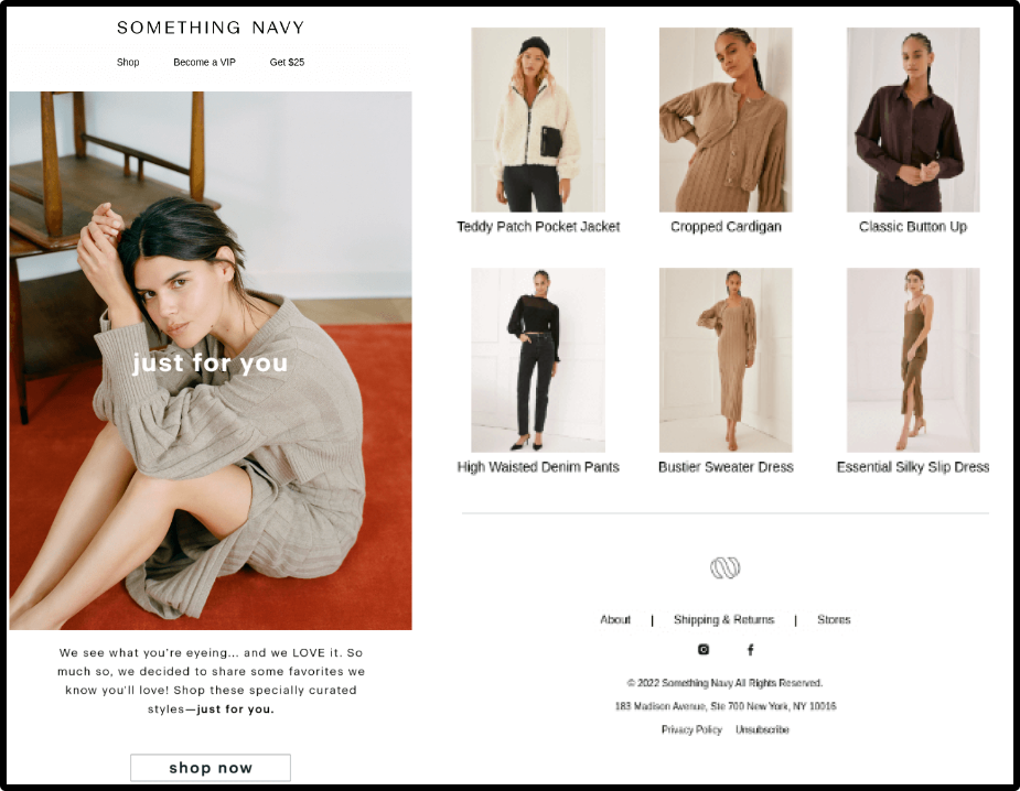 Browse abandonment email example - Something Navy
