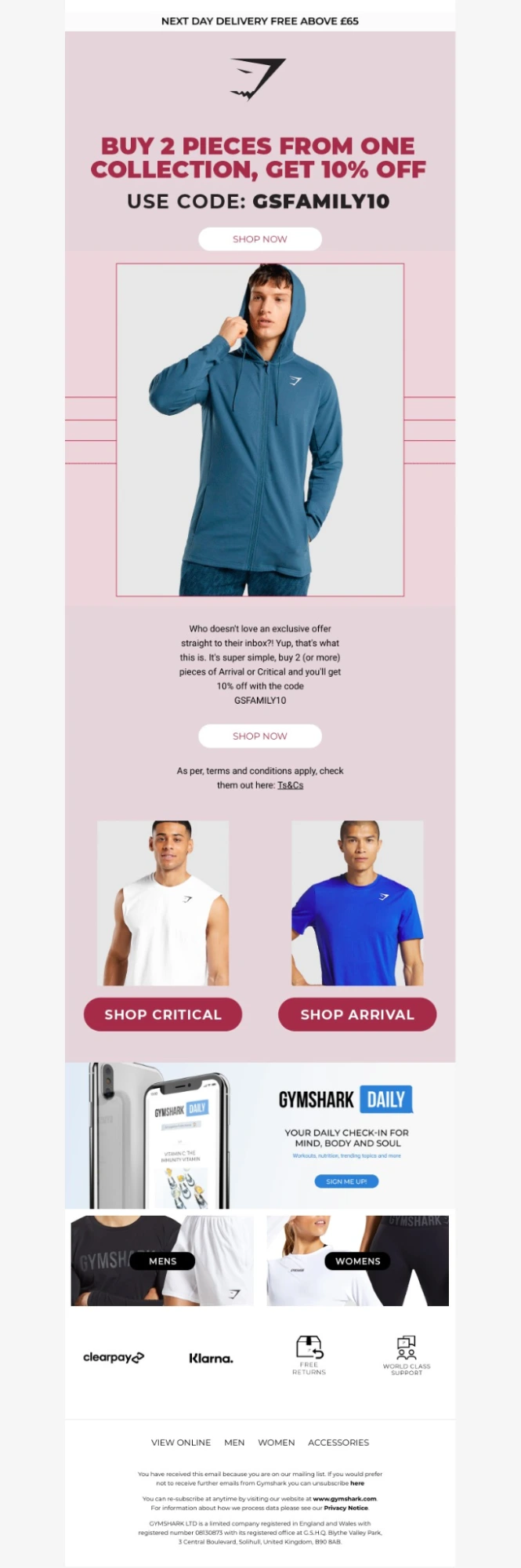 Browse abandonment email example - Gymshark