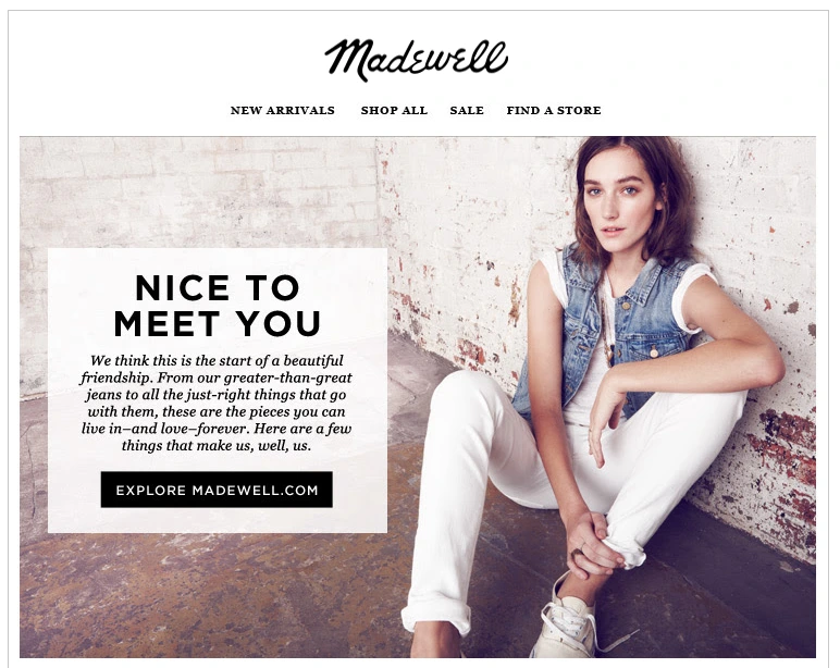 Product Launch email example - Madewell