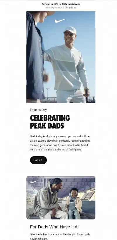 Father's Day Email Examples - Nike