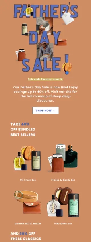 Father's Day Email Examples - Misc. Goods