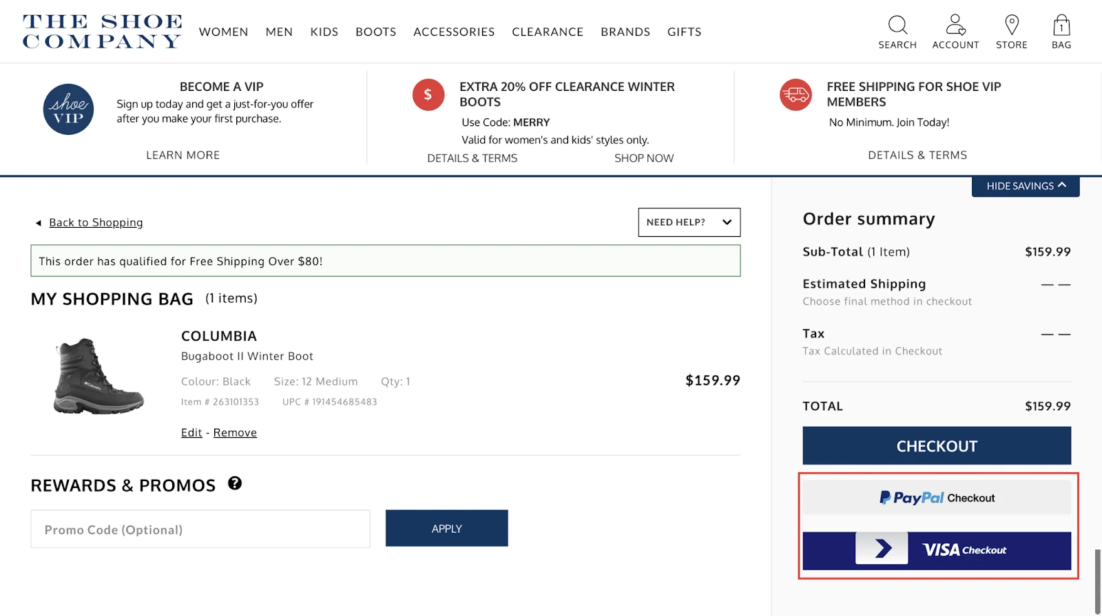 Shopify checkout page -Single Page Checkout used like The Shoe Company