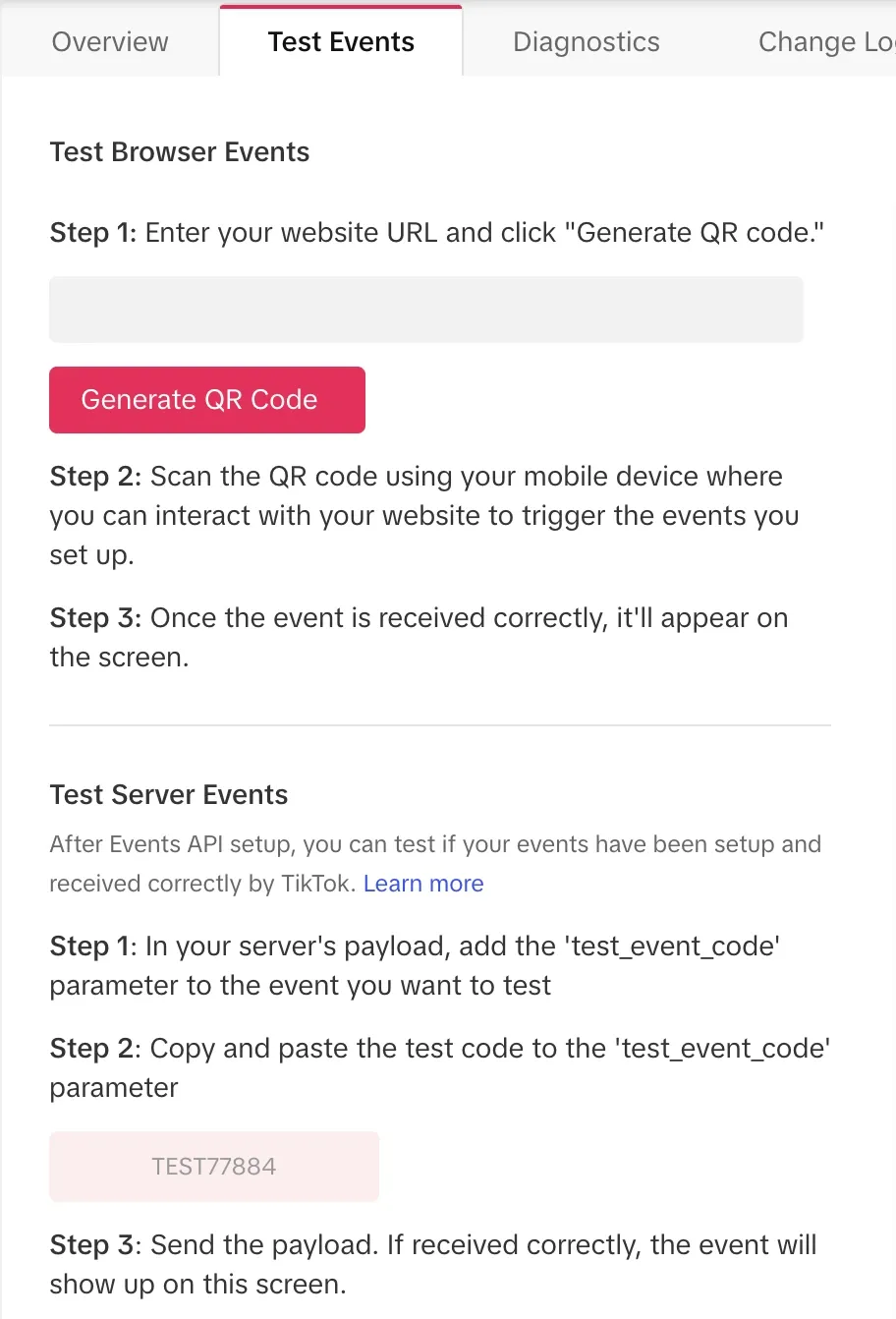 Testing browser events in Tik Tok