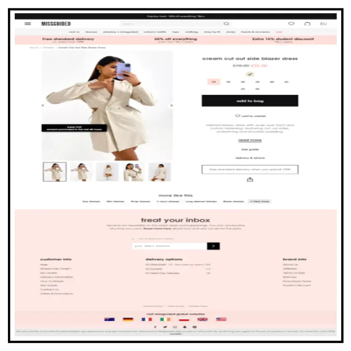 A Breakdown of High-Converting Product Pages Example - Missguided