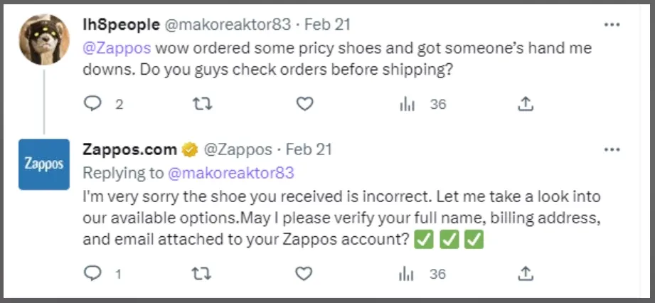 brands that are nailing twitter customer support zappos 7f9e172001 - Lifesight