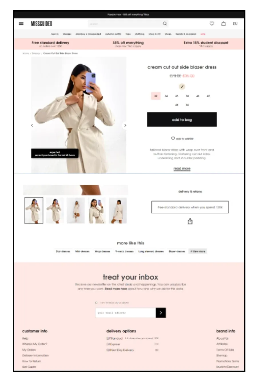 cart abandonment reasons missguided product detail page dd42f31437 - Lifesight