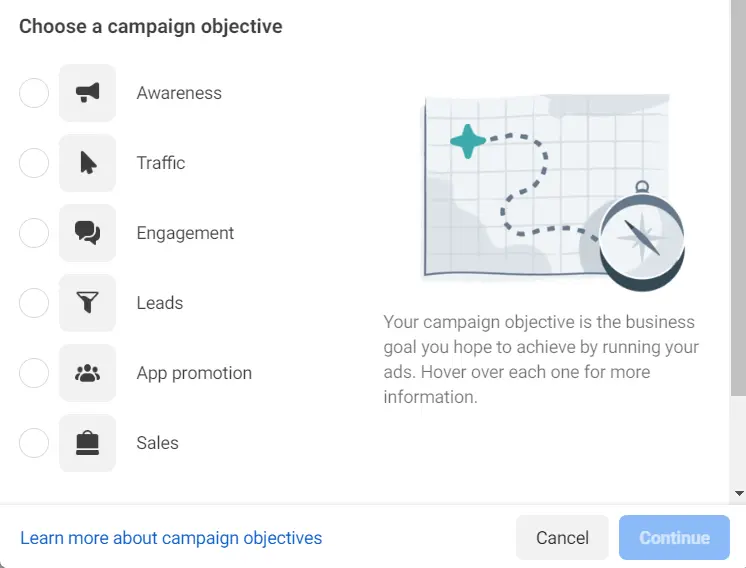 choose marketing objective in facebook ads e6b301a611 - Lifesight