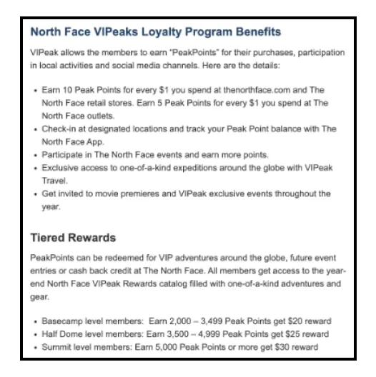 dtc customer loyalty program north face vipeaks 08714520e4 - Lifesight