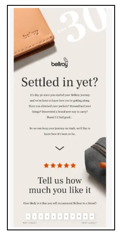 dtc retention strategy bellroy post purchase nps survey 52bd728aa2 - Lifesight