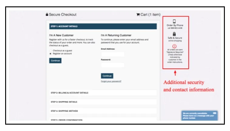 Ecommerce Customer Pain Point - Privacy & Security Information Showcase on Checkout