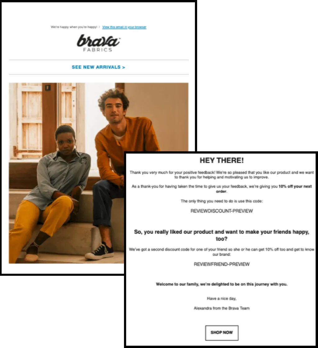 Email Personalization - Brava Fabrics Rewards Campaign