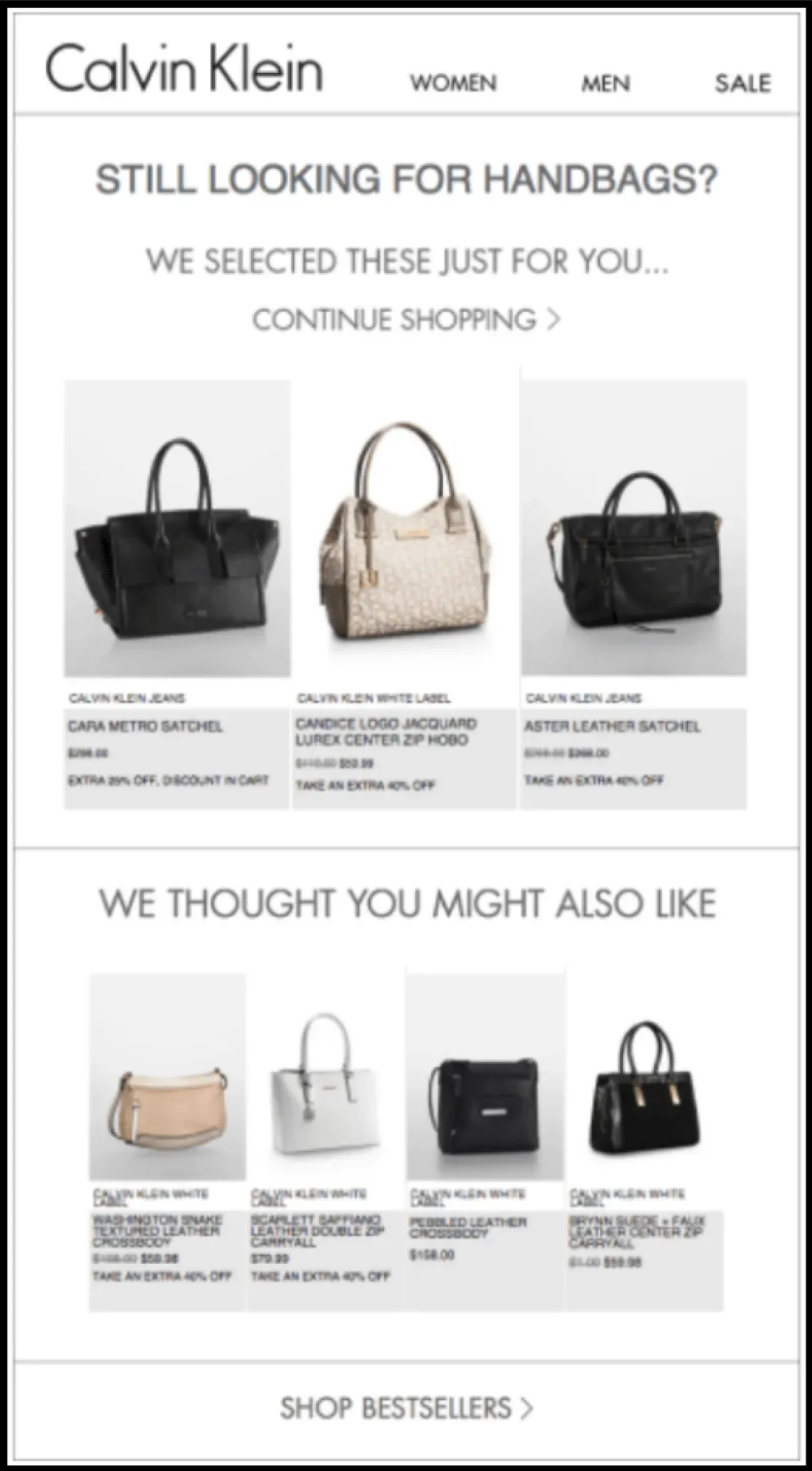 Email Personalization - Calvin Klein Product Recommendations