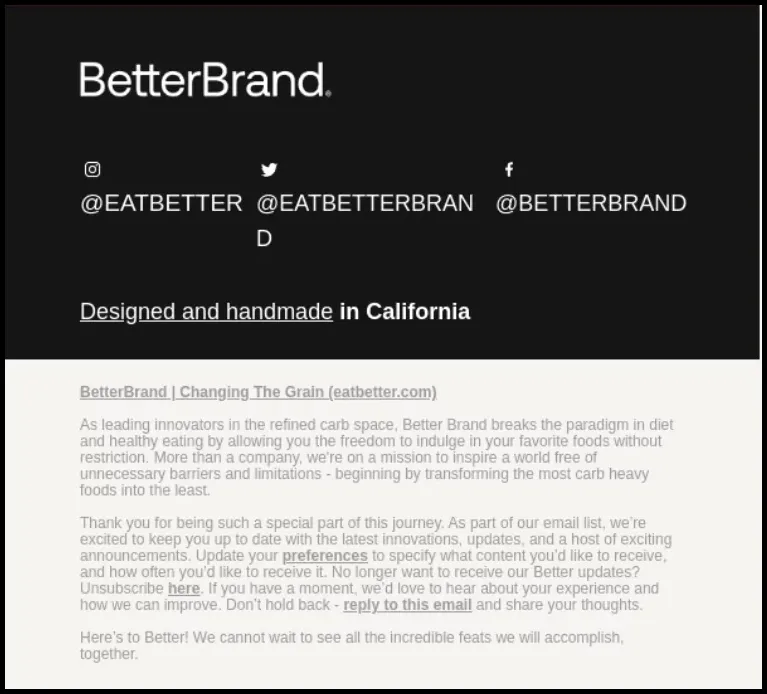 Examples of Email Footer - Better Brand