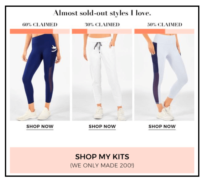 Killer Email Campaign Examples - Scarcity email campaign from Fabletics