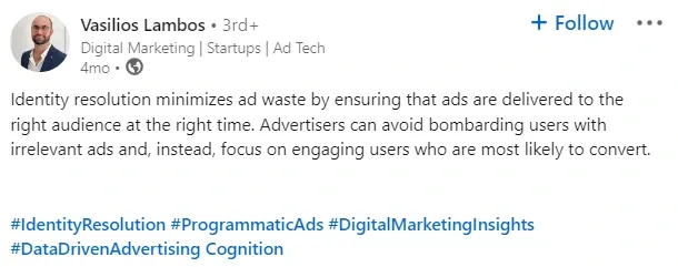 linkedin post by vasilios lambos on how identity resolution reduces ad waste 60f1abd2b2 - Lifesight