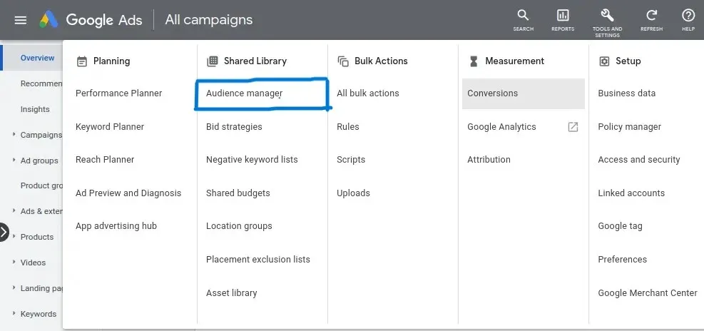 navigate to audience manager in google ads f659d79bfe - Lifesight