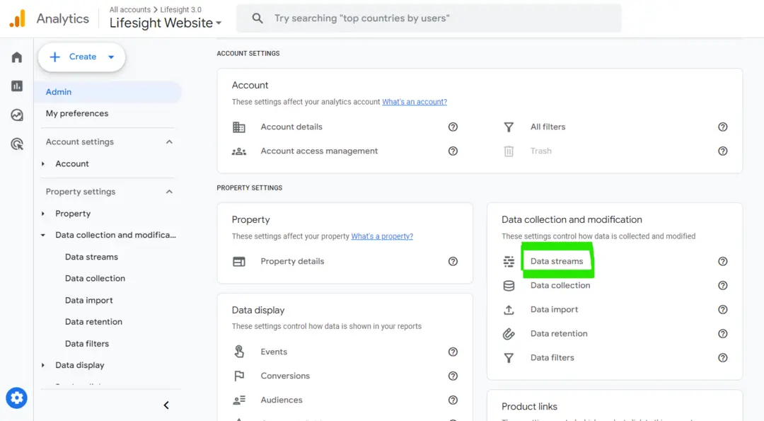 navigation to data stream in google analytics 03e1791fbc - Lifesight