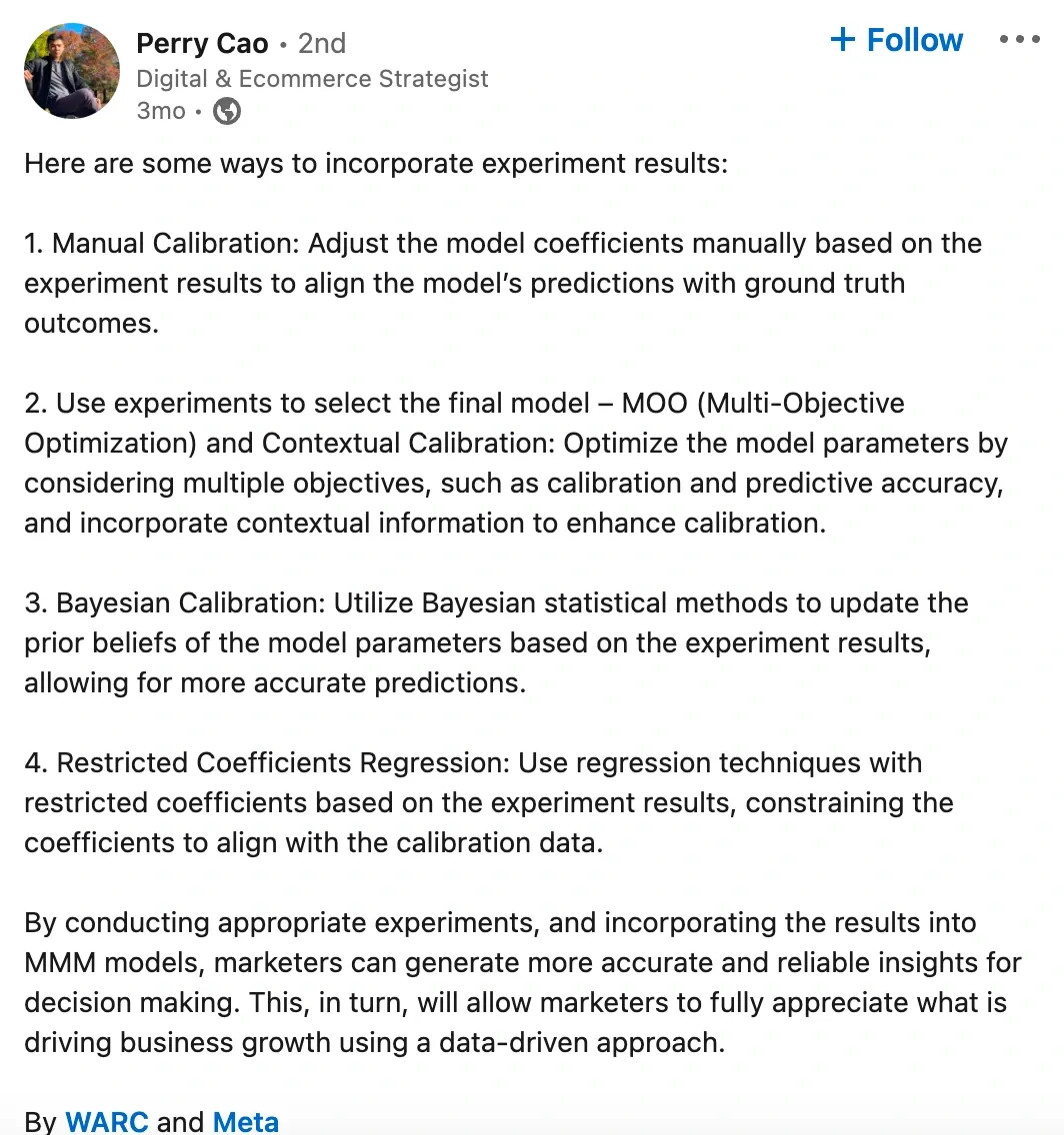 perry cao a digital and ecommerce strategist describes a reliable framework to maintain accuracy of mmm models - Lifesight