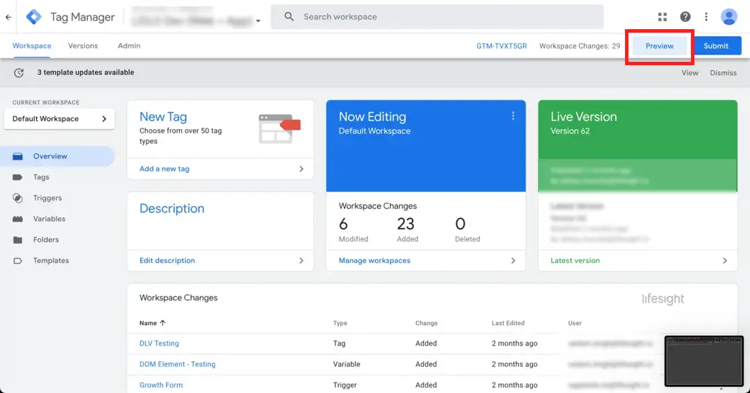 preview mode in google tag manager gtm - Lifesight