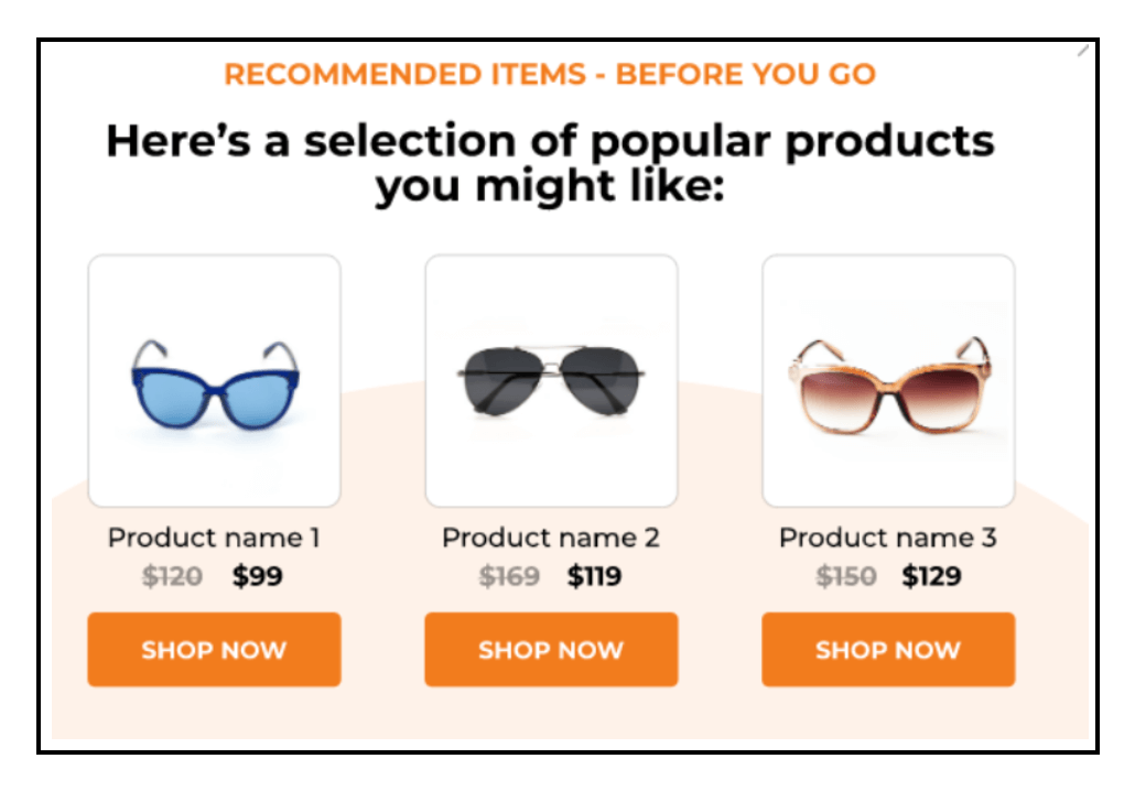 Product Recommendations - Exit Popup