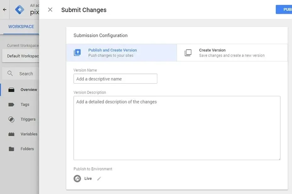 publishing the container in google tag manager - Lifesight