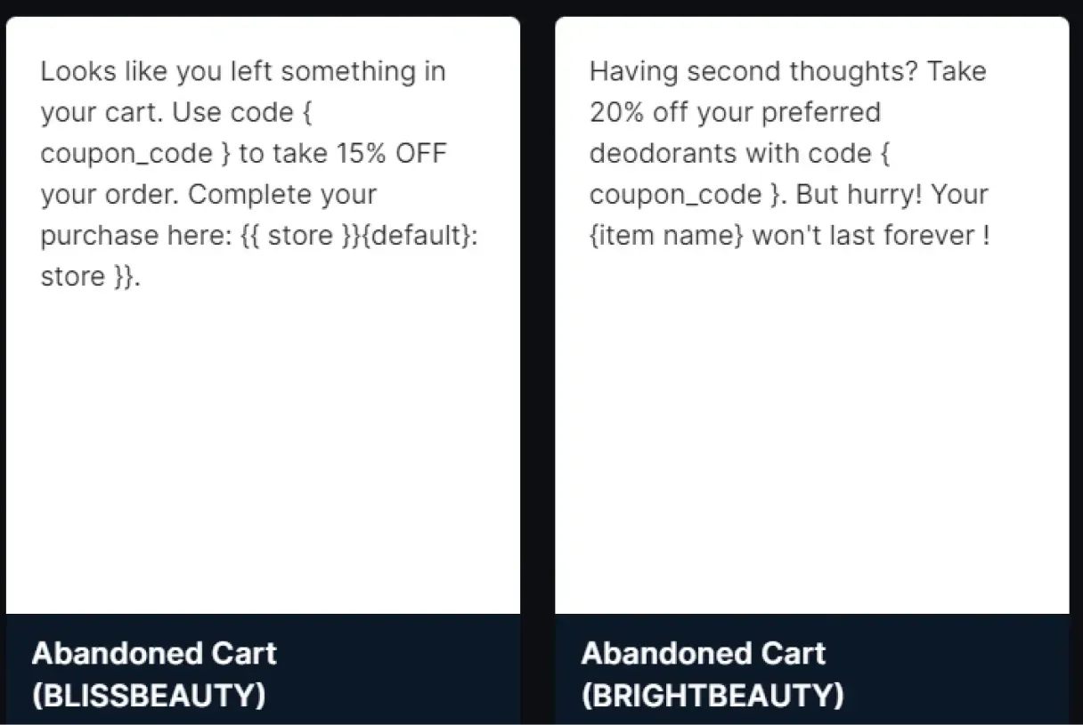 sms templates abandoned cart templates from lifesight aba3c1031a - Lifesight