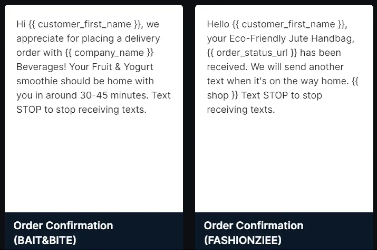 sms templates order confirmation templates from lifesight 80c39c3c63 - Lifesight