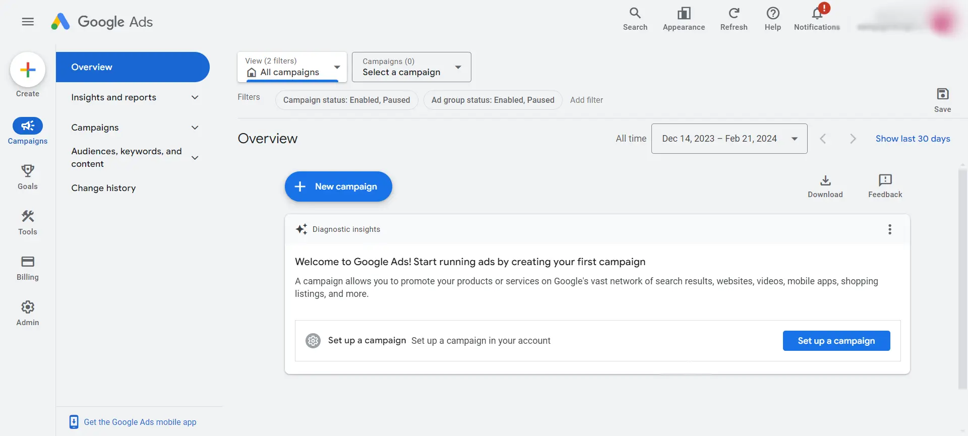 start your new campaign in google ads - Lifesight