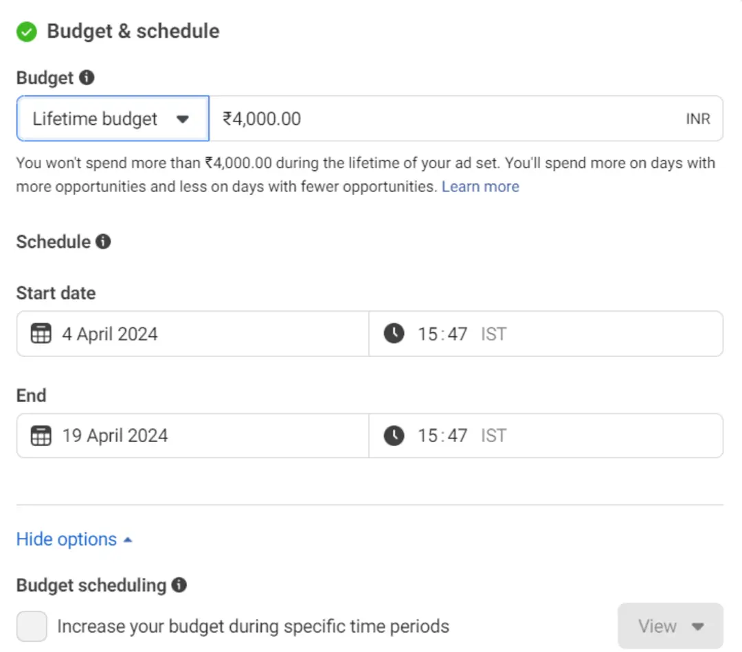 utilize lifetime budget in facebook ads - Lifesight